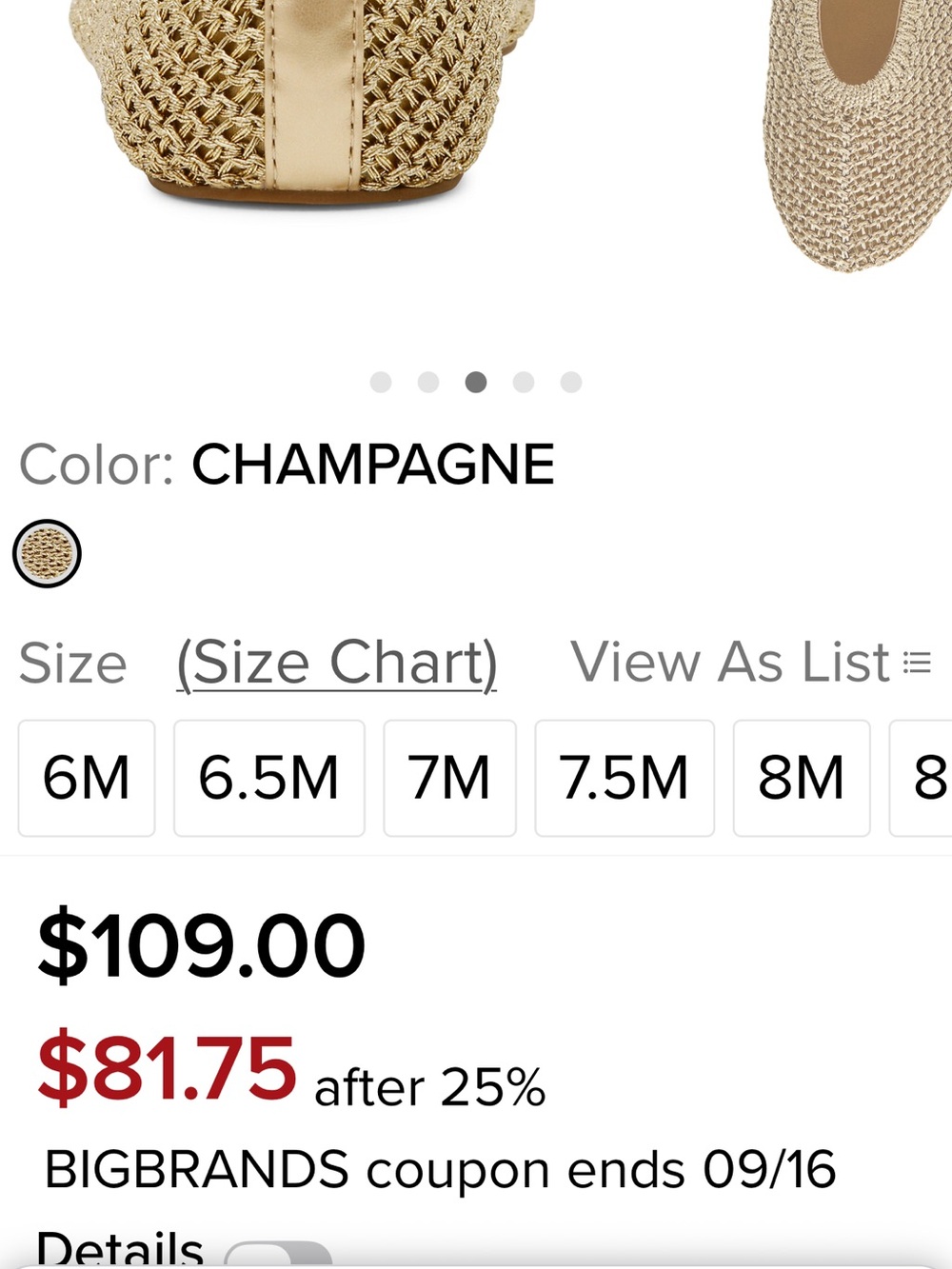 Steve Madden Metallic champagne Knit Slip-On Flats - Picture 8 of 8